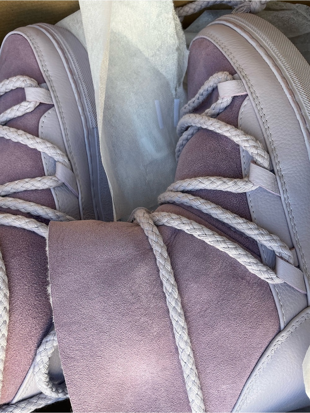 Inuikii Women's Suede Lace-Up Shearling Boots in Lilac